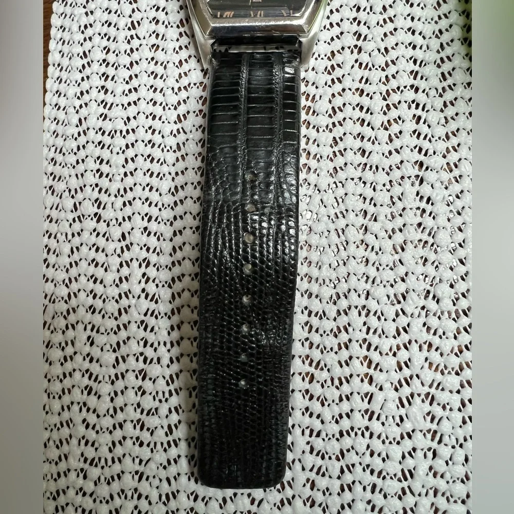Men’s Kenneth Cole KC8013 Classic Black Croco Grain Leather Strap Watch